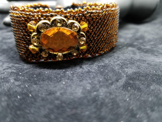 Copper topaz bracelet Native American inspired Beadwork Dreams Raven