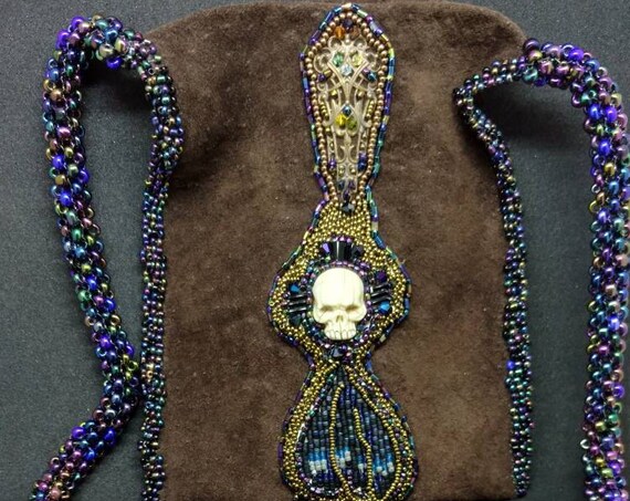 Skeletons Keyhole blessing bag Rita Caldwell Native American inspired beadwork