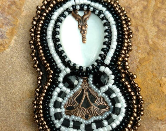 Ebony and Ivory Native American inspired beadwork pendent Rita caldwell