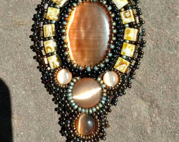 Autumn Browns pendant Native American Rita Caldwell