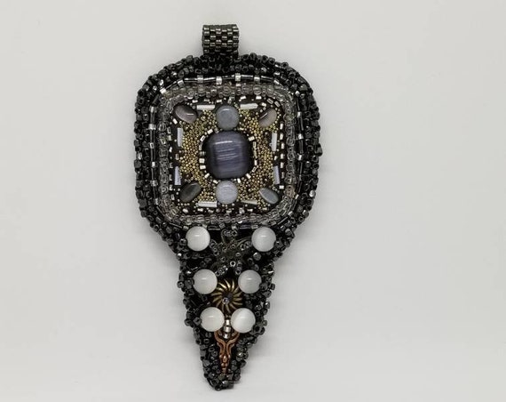 Silver mosaic pendent Native American inspired Rita Caldwell