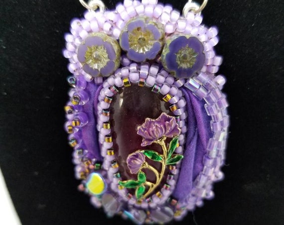 Majestic Purple flowers pendant Rita Caldwell