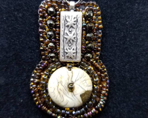 Bronze beadwork pendent Native American inspired Rita Caldwell