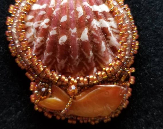 Swimming salmon pendent Native American inspired Beadwork Dreams Raven