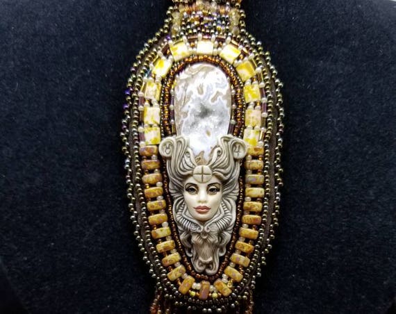 Earth element goddess Laura Mears pendent Native American inspired Beadwork Dreams Raven