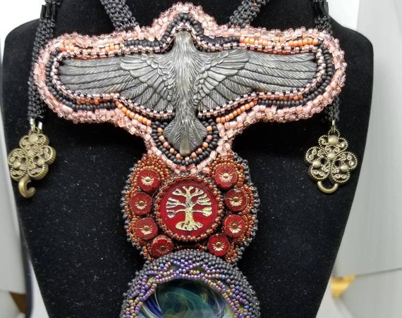 Ravens Stormy Night Rita Caldwell Native American inspired beadwork