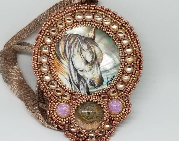A horse named Angel Fire pendent Rita Caldwell Native American inspired