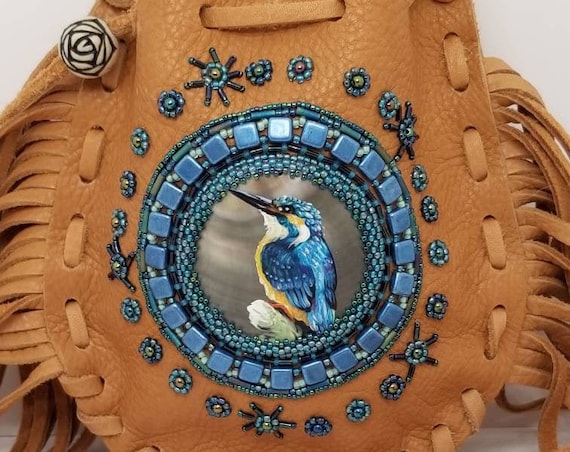 Small leather Kingfisher bag