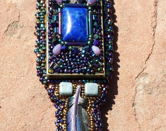 Ravens lost feather mosaic native american inspired beadwork by Beadwork Dreams Raven.