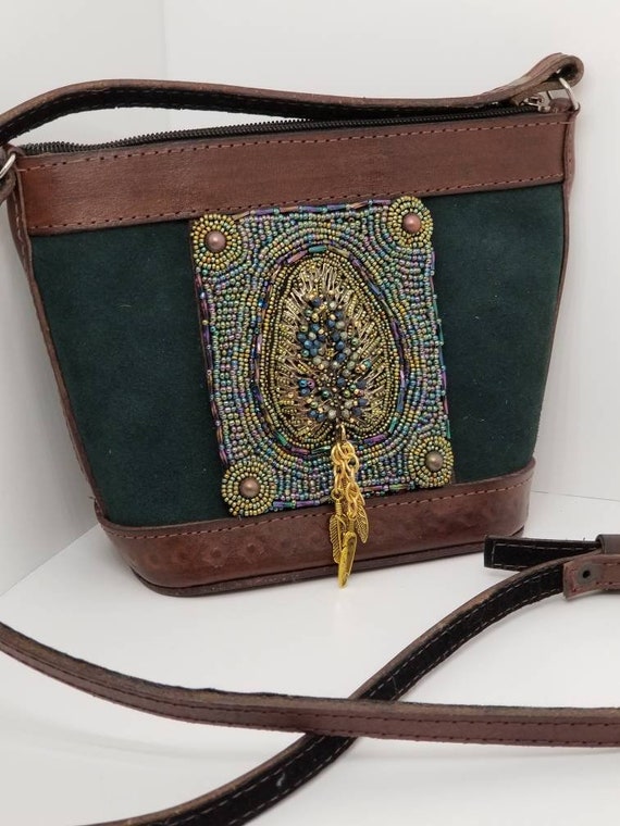 Autumn leaves and beads shoulder bag Rita Caldwell