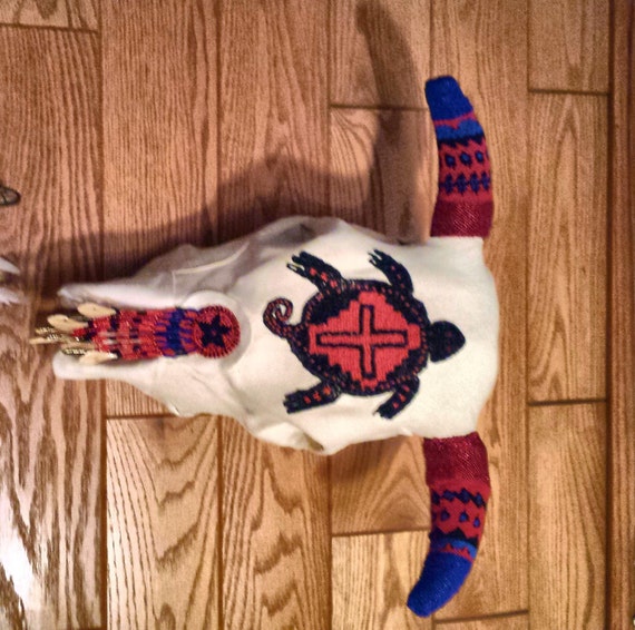 Beaded bull skull Native American inspired Beadwork Dreams Raven Rita Caldwell.