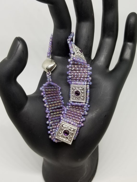 Purple silver bracelet Rita Caldwell Native American inspired