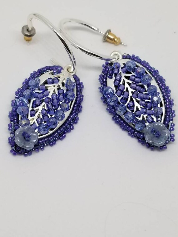 Blue hoop earrings Rita Caldwell Native American inspired