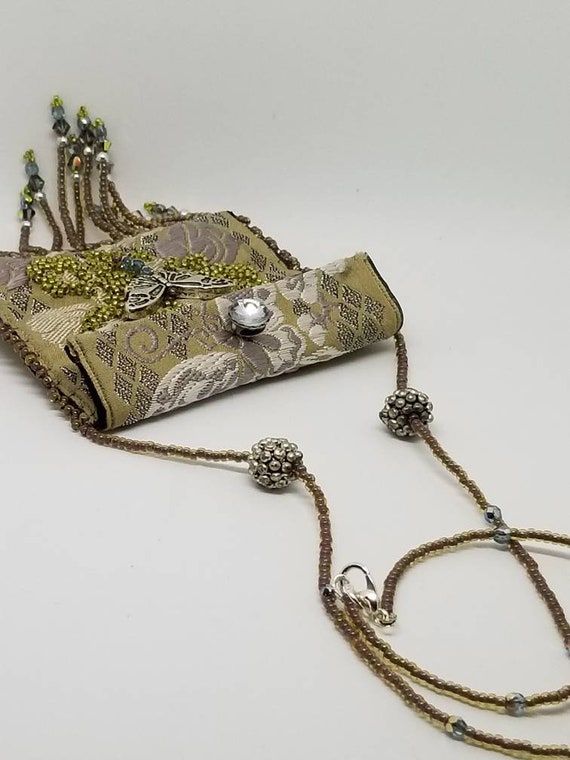 Butterfly Amulet bag Rita Caldwell Native American inspired beadwork