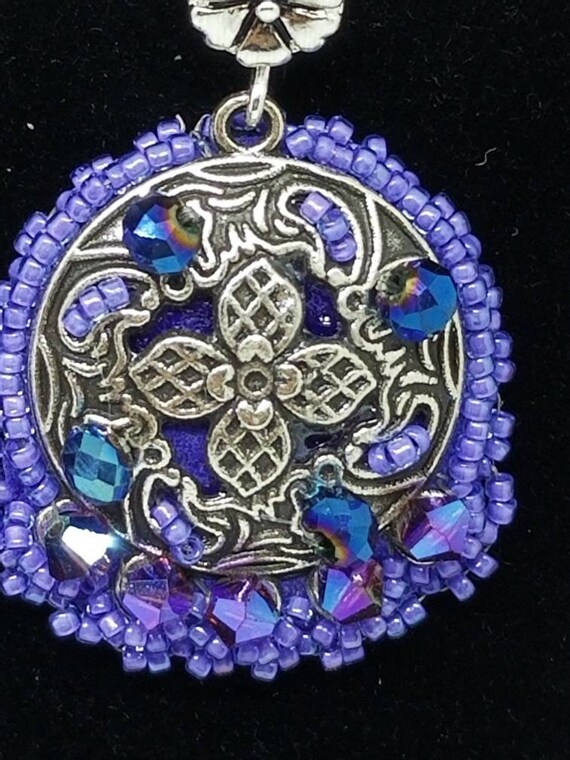 Purple and silver earrings Rita Caldwell Native American inspired