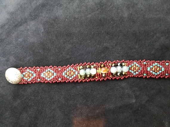 Red diamond bracelet Native American inspired Beadwork Dreams Raven