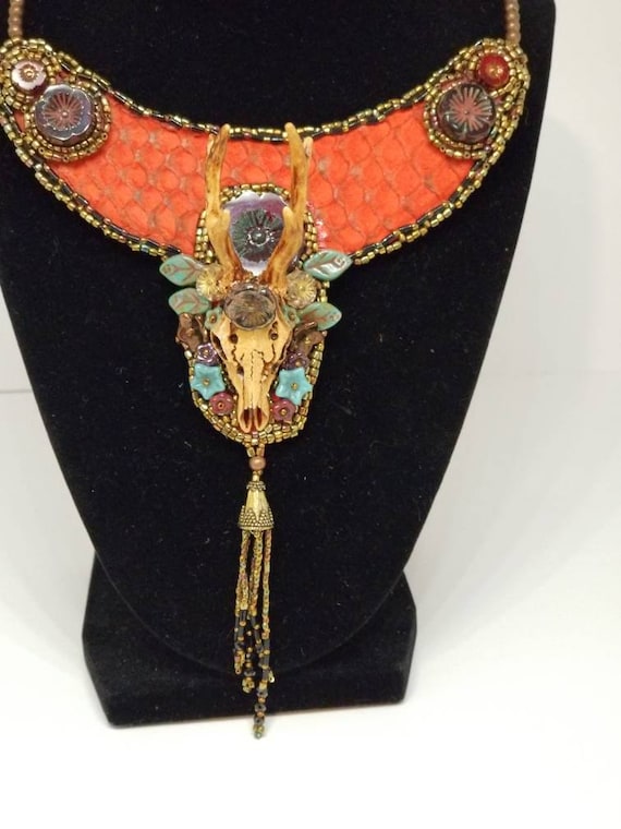 Red prairie necklace Native American inspired Rita Caldwell