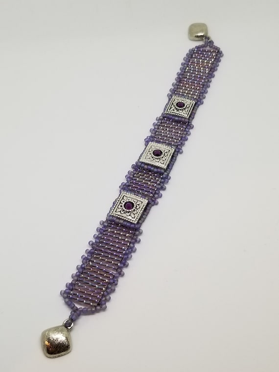 Purple silver bracelet Rita Caldwell Native American inspired