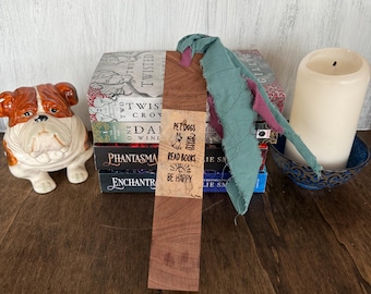 Pet Dogs, Read Books, Be Happy Wooden Bookmark | Handmade Hardwood Bookmarker | Reader Gift for Book Lovers | Rustic Engraved Bookmark