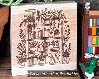 Book and Plant Lover Sign | Personalized Book Sign or Non-Personalized | Book Lover Gift | Reading Nook Decor