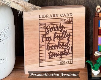 Book Lover Sign | Library Card Art | Personalized Book Sign or Non-Personalized | Book lover gift | Reading Nook Decor