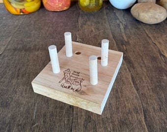 Adjustable Cutting Board Holder | Wooden Cherry Cutting Board Stand | Fits Boards Up to 2” Thick | Handmade Kitchen Storage Gift