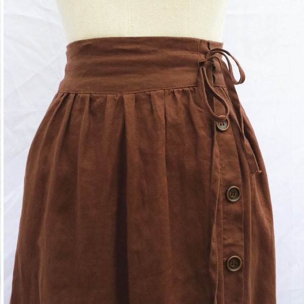 midi skirt Linen brown skirt soft linen skirt women's skirt summer skirt custom skirt elastec waist skirt long linen skirt handmade skirt