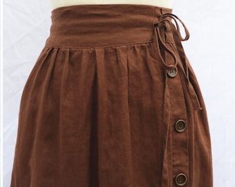 midi skirt Linen brown skirt soft linen skirt women's skirt summer skirt custom skirt elastec waist skirt long linen skirt handmade skirt