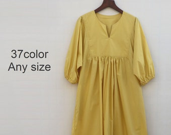 37 color yellow dress linen long dress loose dress long sleeve summer autumn dress linen clothing for women dress linen dress for women