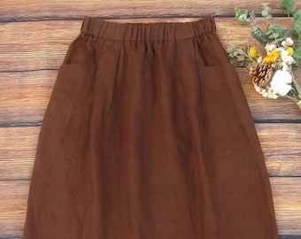 37 color Good quality Linen skirt midi skirt brown skirt women's skirt More size Custom skirt summer skirt Casual skirts for women