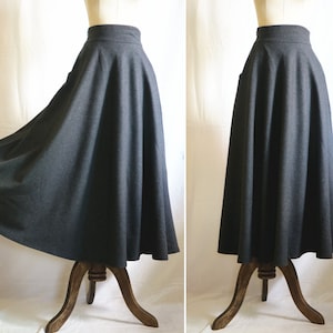 80+ color gray long wool skirt full skirt women's skirt More size Custom skirt fall winter skirt maxi skirts for women