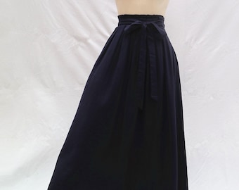 blauw Linnen rok lange rok Geplooide maxi rok dames rok Custom rok zomer / lente rok Casual rokken voor vrouwen cadeau