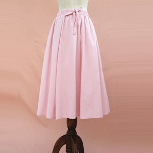 37color midi Linen skirt soft linen pink skirt women&#39;s skirt summer skirt custom skirt elastec waist skirt handmade skirt