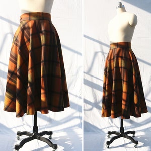 vintage style plaid midi skirt 50 s wool skirt full skirt women's skirt winter warm wool skirts for women gift