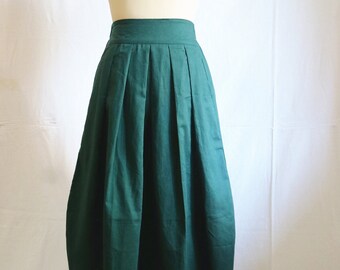 Vintage green skirt Linen Midi skirt women's skirt summer skirt custom skirt elastec waist skirt long linen skirt handmade skirt for women
