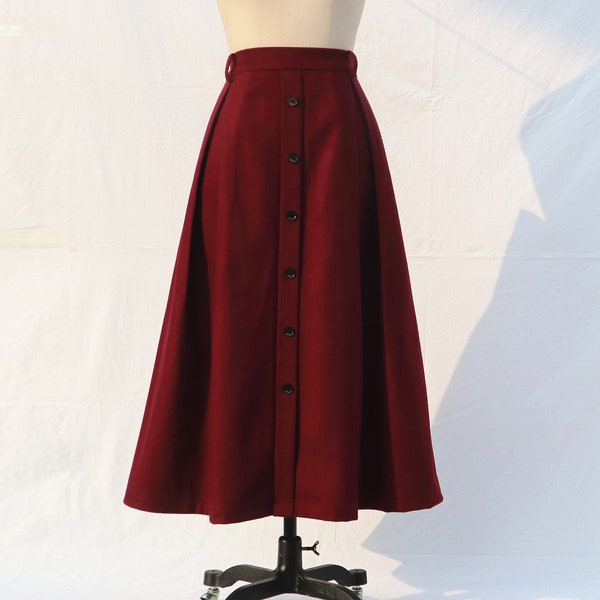 80+ color wine red long wool skirt women's maxi skirt full More size Custom single-breasted skirt fall winter warm skirt for women gift