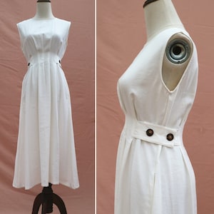 37 color white dress linen midi dress slim dress sleeveless summer dress linen clothing for women handmade dress linen long dress for women