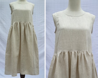 37 Farben Leinen Midi Kleid loses Kleid ärmelloses Sommerkleid Leinen kleidung für Frauen Weste Kleid Leinen Sonnenkleid für Frauen
