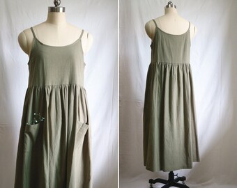 Slip dress cotton slip dress midi dress cotton summer dress women's slip green slip dress camisole dressi