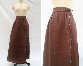 37 color brown long Linen skirt women's Maxi skirt Casual skirt More size Custom skirt spring/summer skirt pleated skirts for women