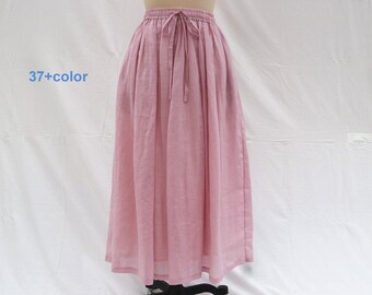37color Ultrathin Ramie Maxi skirt linen Pinkish-purple Long skirt More size Custom skirt beach skirt summer skirt pleated skirts for women