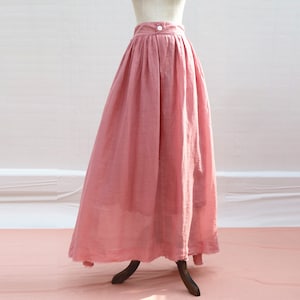 37color Ultrathin Ramie Maxi skirt linen pink long skirt women&#39;s skirt spring/summer skirt casual elastic waist handmade skirt More size