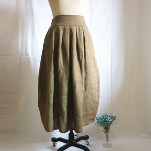 Linen khaki midi skirt soft linen women's skirt summer skirt custom skirt elastec waist skirt long linen skirt handmade skirt for women