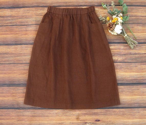 37 Color Good Quality Linen Skirt Midi Skirt Brown Skirt Women s