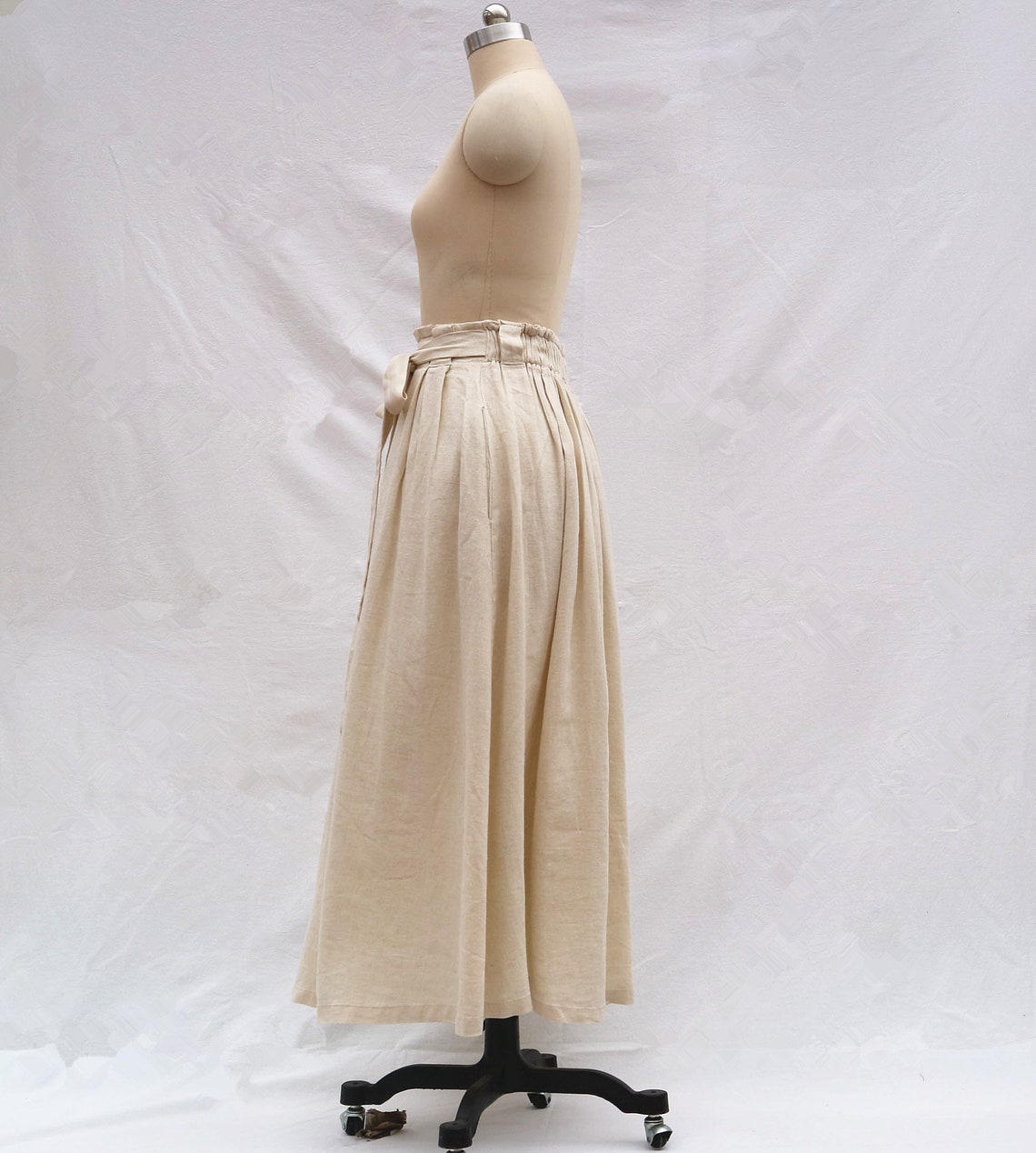 Apricot Linen Skirt Long Skirt Pleated Maxi Skirt Women's - Etsy