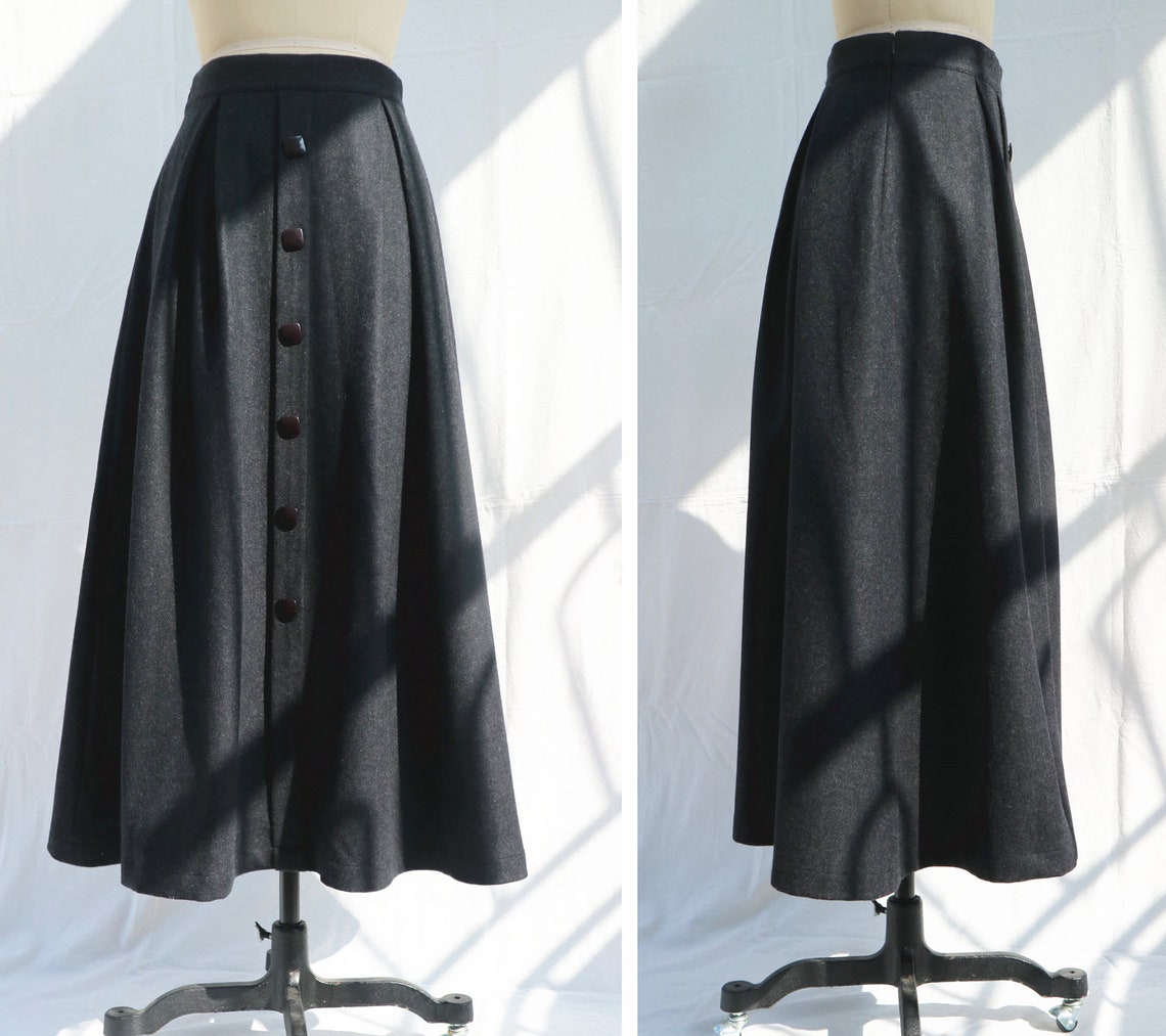 Black Gray Layered Long Skirt main image 1
