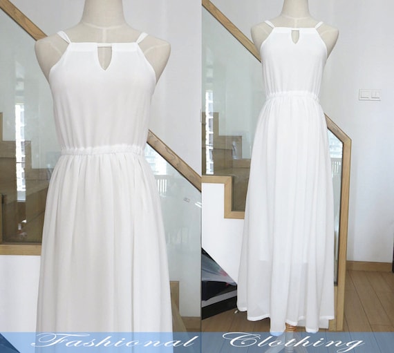 plus size white chiffon maxi dress