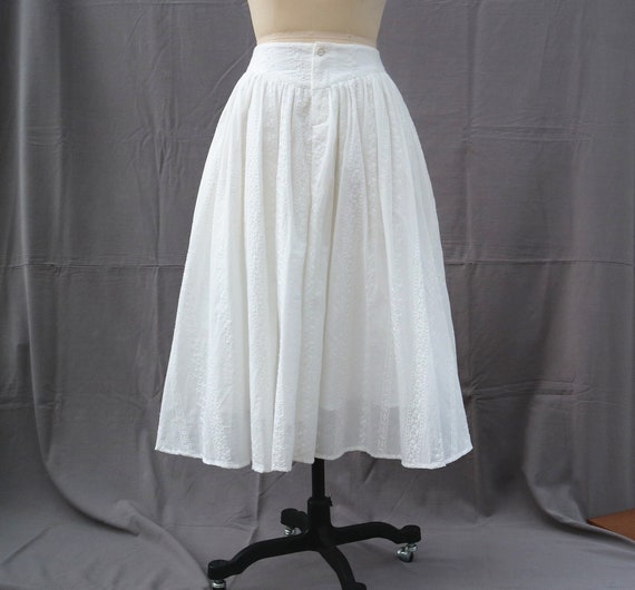 スカート TheLatest White cotton midi skirt Motel Taka - White Cotton Skirt - Lace Midi Skirt With