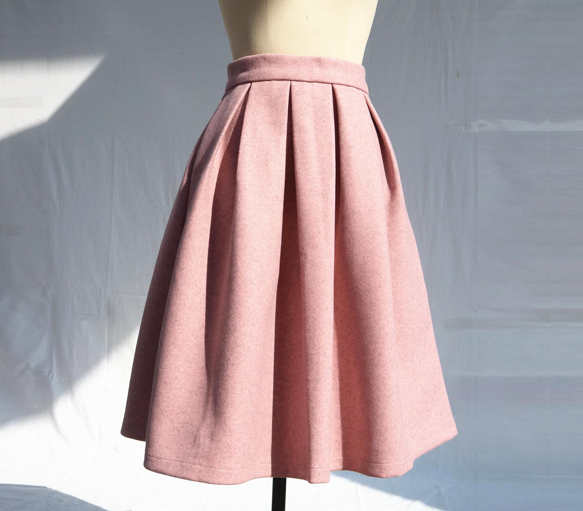 スカート PINK WOOL SKIRT Pink Midi Wool Skirt Girls Women's Skirt More Size Custom