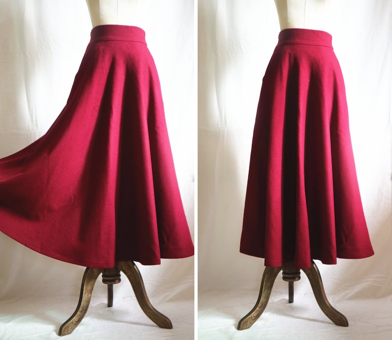 More Color Wine Red Long Wool Skirt Women's Skirt More Size Custom